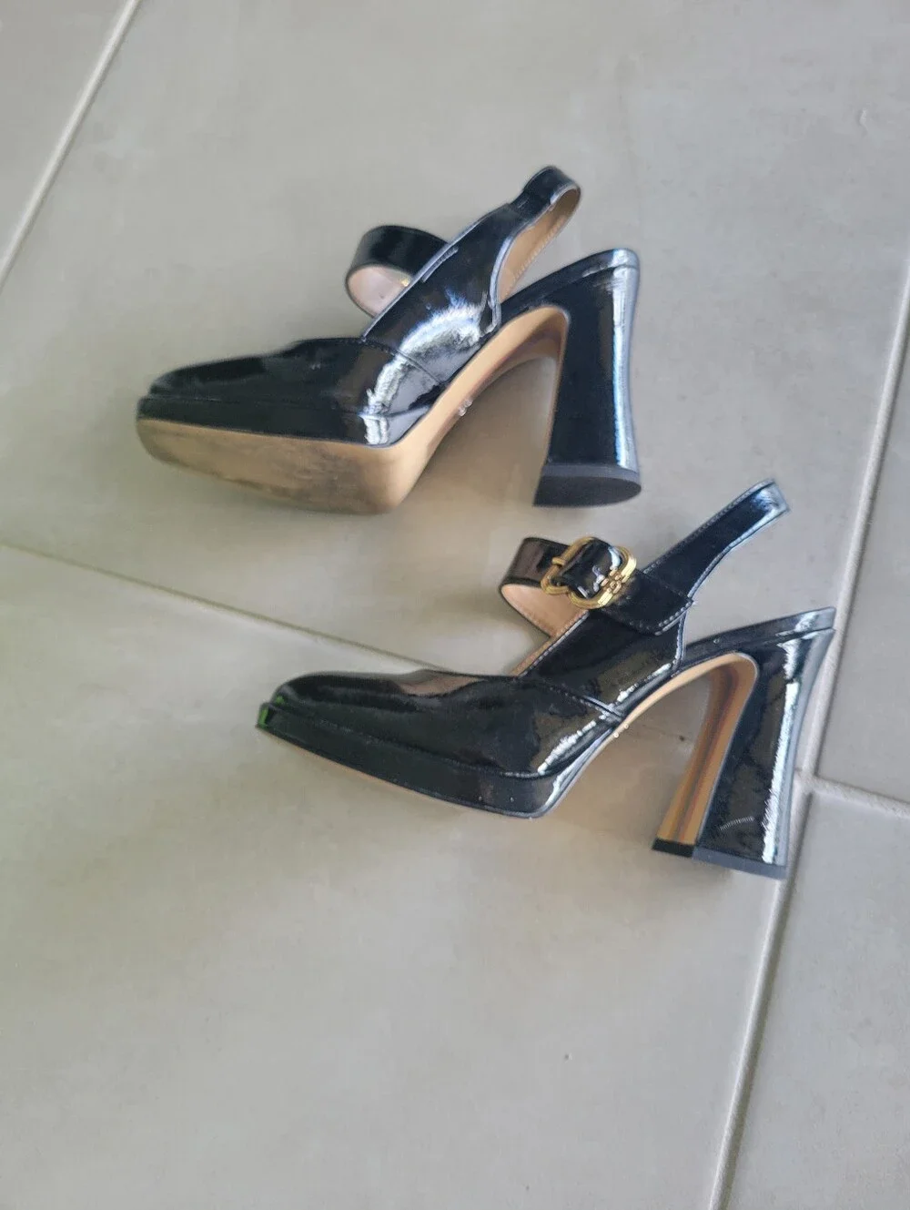 Sam Edelman Black Patent Slingback Mary Jane Heels